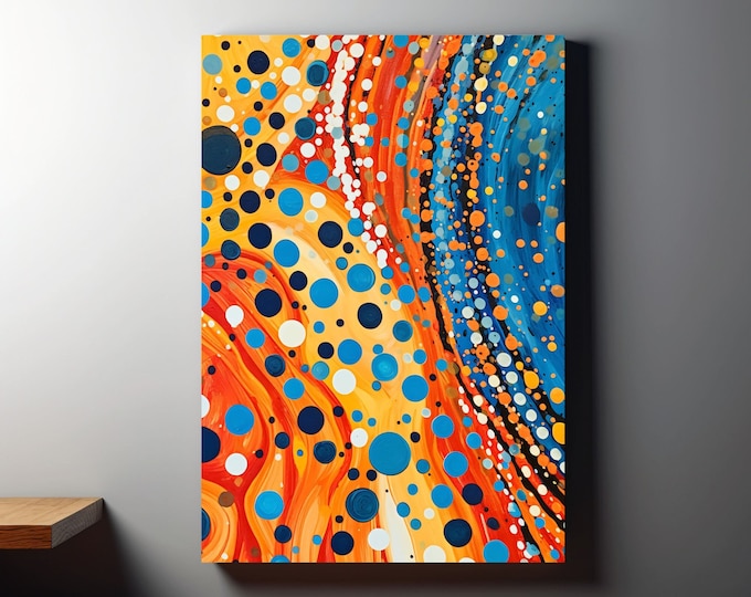 Yayoi Kusama Abstract Dots and Swirl Print or Canvas Wall art, Vivid Color WallArt for Modern Home Decore