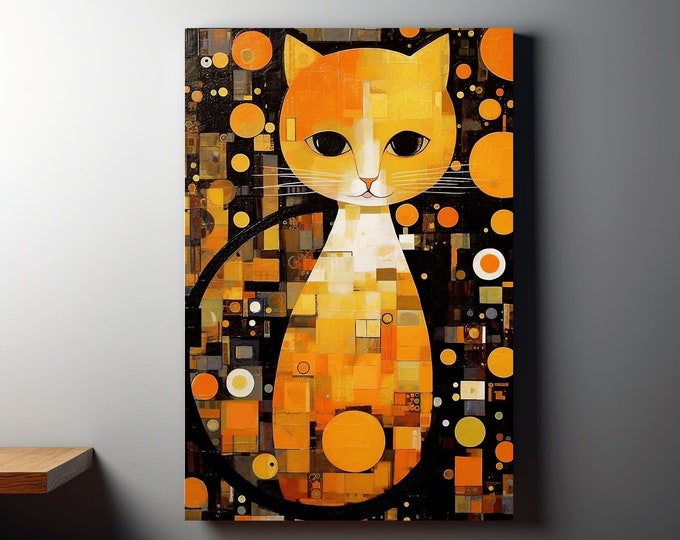 Gustav Klimt Black and Orange Cat poster or canvas print wall art for Home Decor, Premium Matte Paper or Canvas Print, Perfect Gift Idea