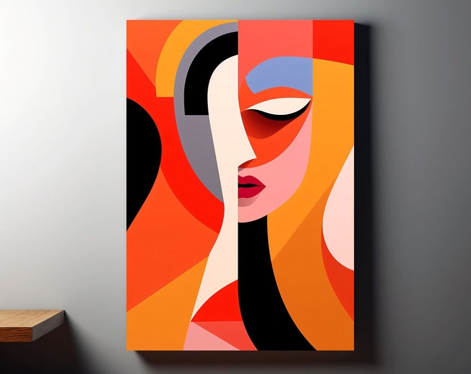 Abstract Modern Woman Face Poster or Canvas Wall art prints - Ready to Hang