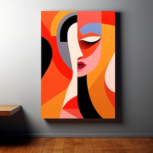 Abstract Modern Woman Face Poster or Canvas Wall art prints - Ready to Hang