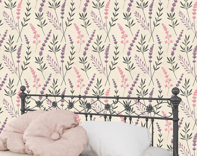 Lavender Wallpaper Mural: Calming Botanical Cottagecore Wall Art