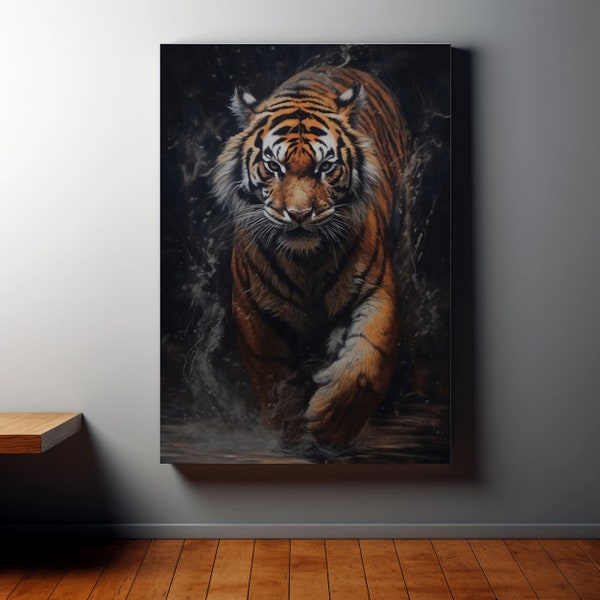 Impression sur toile tigre majestueux, art mural animal, art mural sauvage pour la maison et cadeaux, parfait pour la décoration intérieure, art mural, suspension murale