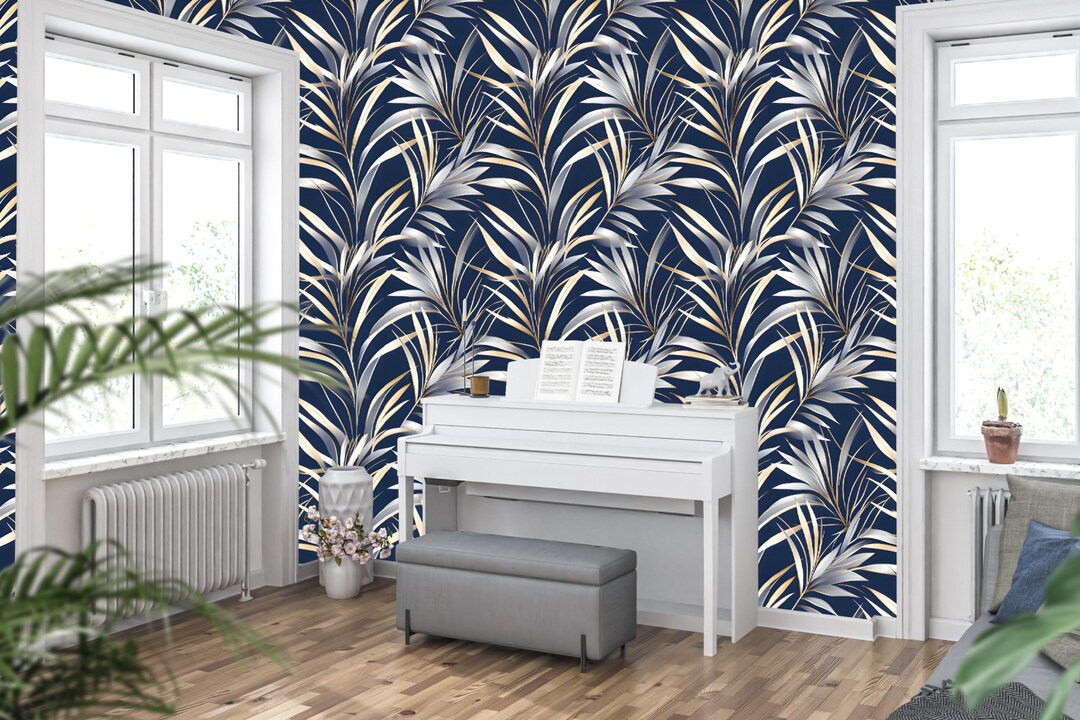 Art Deco Palm Leaf Wallpaper Mural: Tropical Botanical Design - Etsy ...