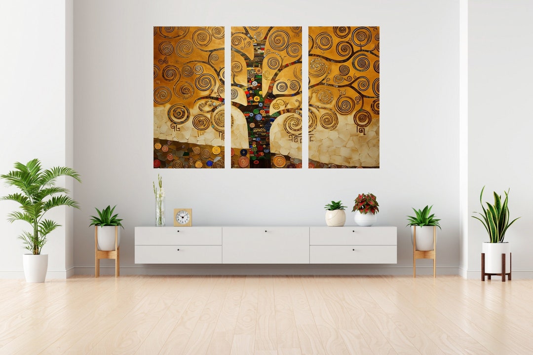 Gustav Klimt Inspired Tree of Life Canvas Wall Art Set,set of 3 Pieces ...