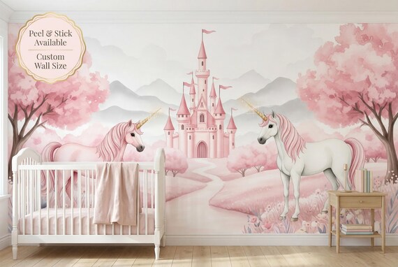 The Kids Room by Stupell Upon a Time Pink Water Color Castle Oversize