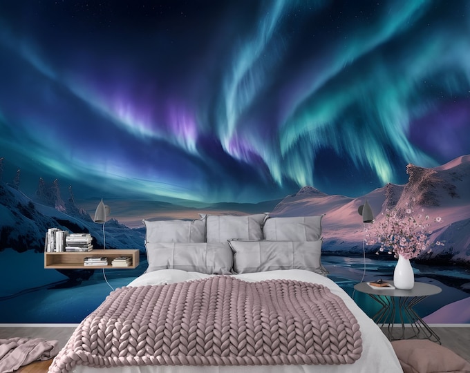 Northern Lights Peel and Stick Wallpaper - Illuminate Your Space with Celestial Elegance