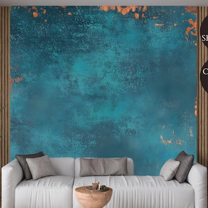 Curated visual reference: Teal And Copper Industrial Textured Wallpaper Mural Photo Inspiration