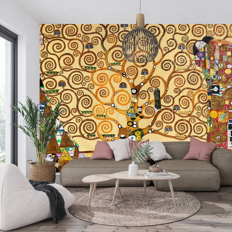 Gustav Klimt Reproduction
The Tree of Life Peel and Stick Wallpaper
Home Decor Art
Self Adhesive Removable Wall Art
Famous Art Replica