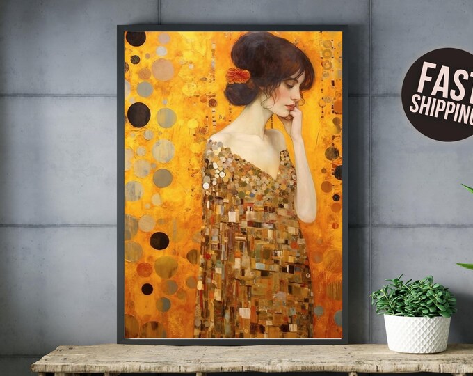 Handmade Abstract Modern Canvas Wall Art Print – Artistic Klimt Poster Décor for Living Room, Bedroom, or Office – Unique Decorative Artwork