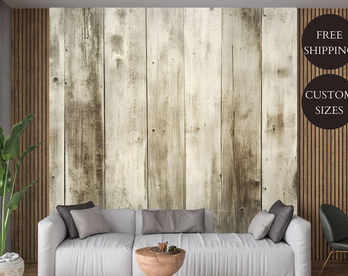 Rustic Vintage Farmhouse Wood Panel Wallpaper Mural Decal –Faux Wood Plank Peel and Stick Wall Art for Living Room, Bedroom, or Office Décor