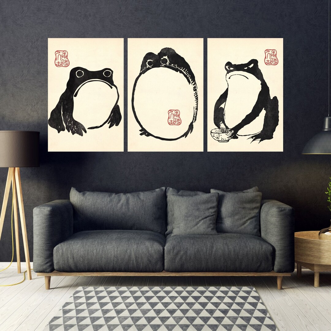 Japanese Set of 3 Frog Prints, Vintage Art, Japanese Frog, Matsumoto ...