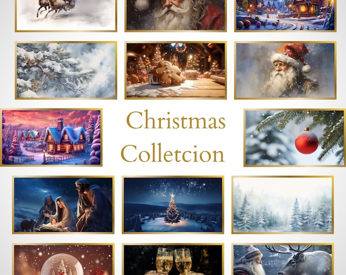 Winter Frame TV Art Texture Christmas Vintage Set, 20 Christmas Frame TV Art, Rustic Christmas Art Samsung Frame Tv Bundle