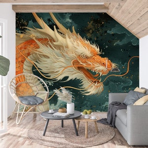 Ukiyoe Dragon Peel and Stick Wallpaper Mural