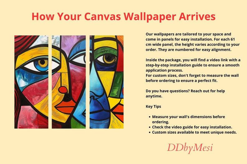 Picasso Wallpaper Abstract Peel and Stick Mural Removable Large Wall Art on Peel and Stick Canvas Wallpaper Peel and Stick Tile image 2