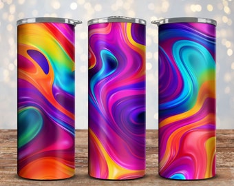 Emballage pour gobelet tourbillon en marbre néon : 30 oz, modèle droit et mince par sublimation (téléchargement PNG)