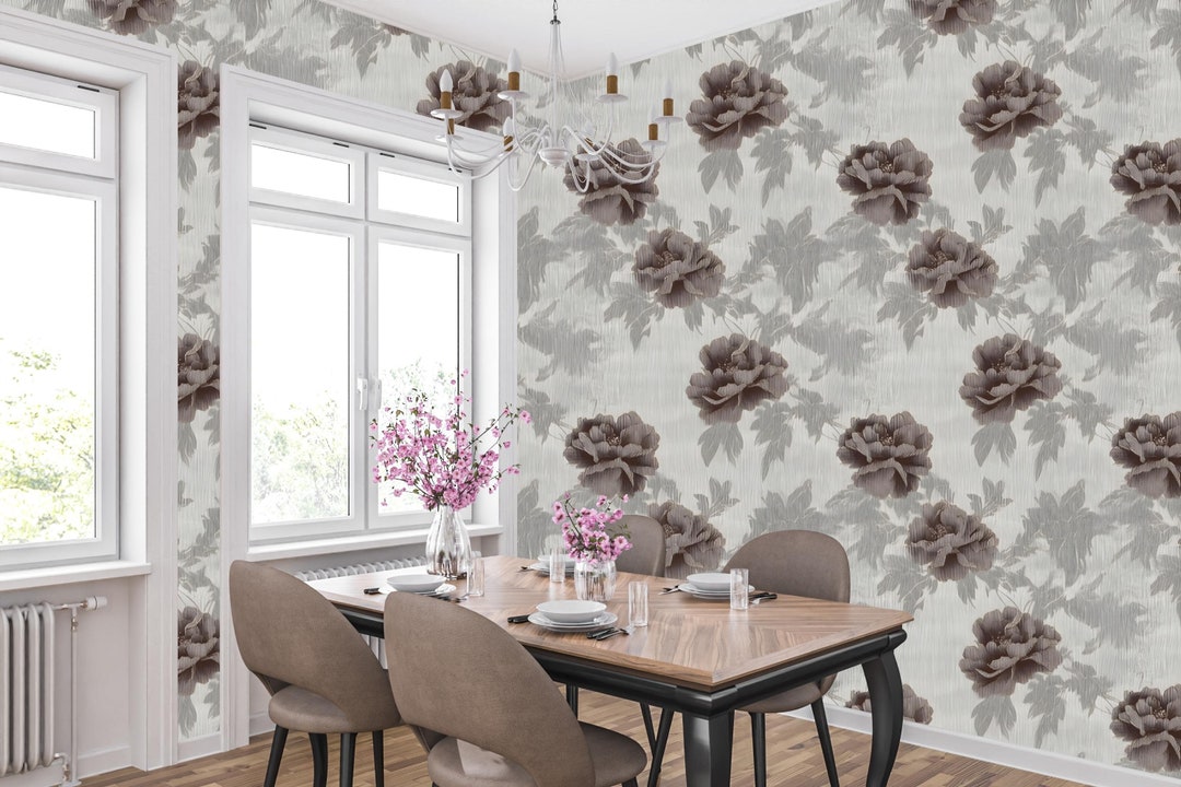 Elegant Neutral Floral Wallpaper With Subtle Rose Patterns - Monochrome ...