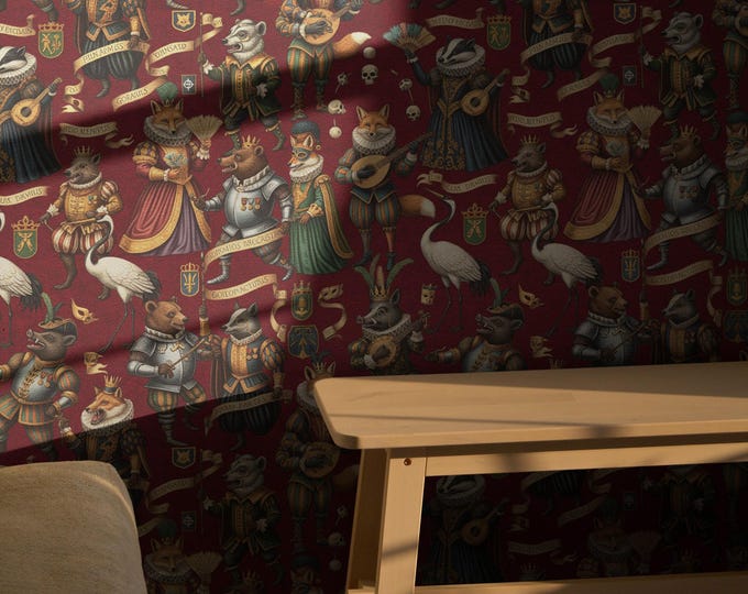 Moody Medieval Wallpaper: Dark Academia Whimsigoth Cats & Esoteric Botanicals for Bedroom or Bathroom