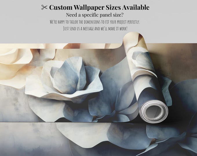 3D Flower Mural Wallpaper | Sculptural Floral Wall Art | Peel and Stick or Traditional | Modern Neutral Wall Decor | Custom Removable Mural