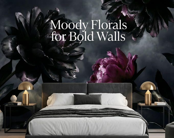 Gothic Home Decor Dark Academia Wallpaper Whimsigoth Peel and Stick Mural