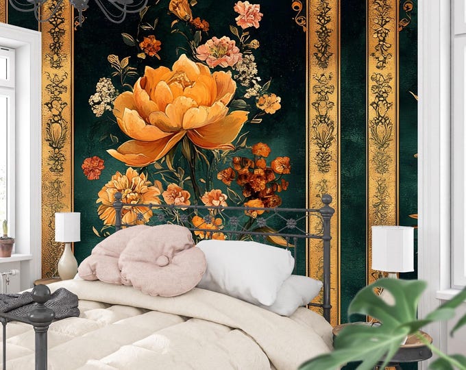 Luxury Vintage Floral Wallpaper Mural - Botanical Design for Living Rooms, Bedrooms, or Offices Self Adhesive ot Traditional Wall Decor