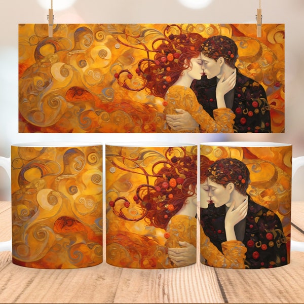 Tasse en céramique inspirée de Gustav Klimt - Cadeau idéal pour un cadeau artistique pour les peintres et les amateurs d'art, tasse à café/thé allant au micro-ondes, tasse de 11 oz