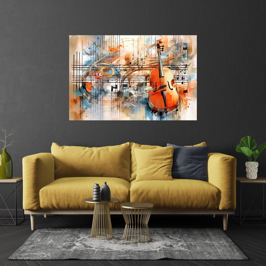 TEMPSA Peinture à l'huile Tableau Fille de Violon Moderne Art Toile