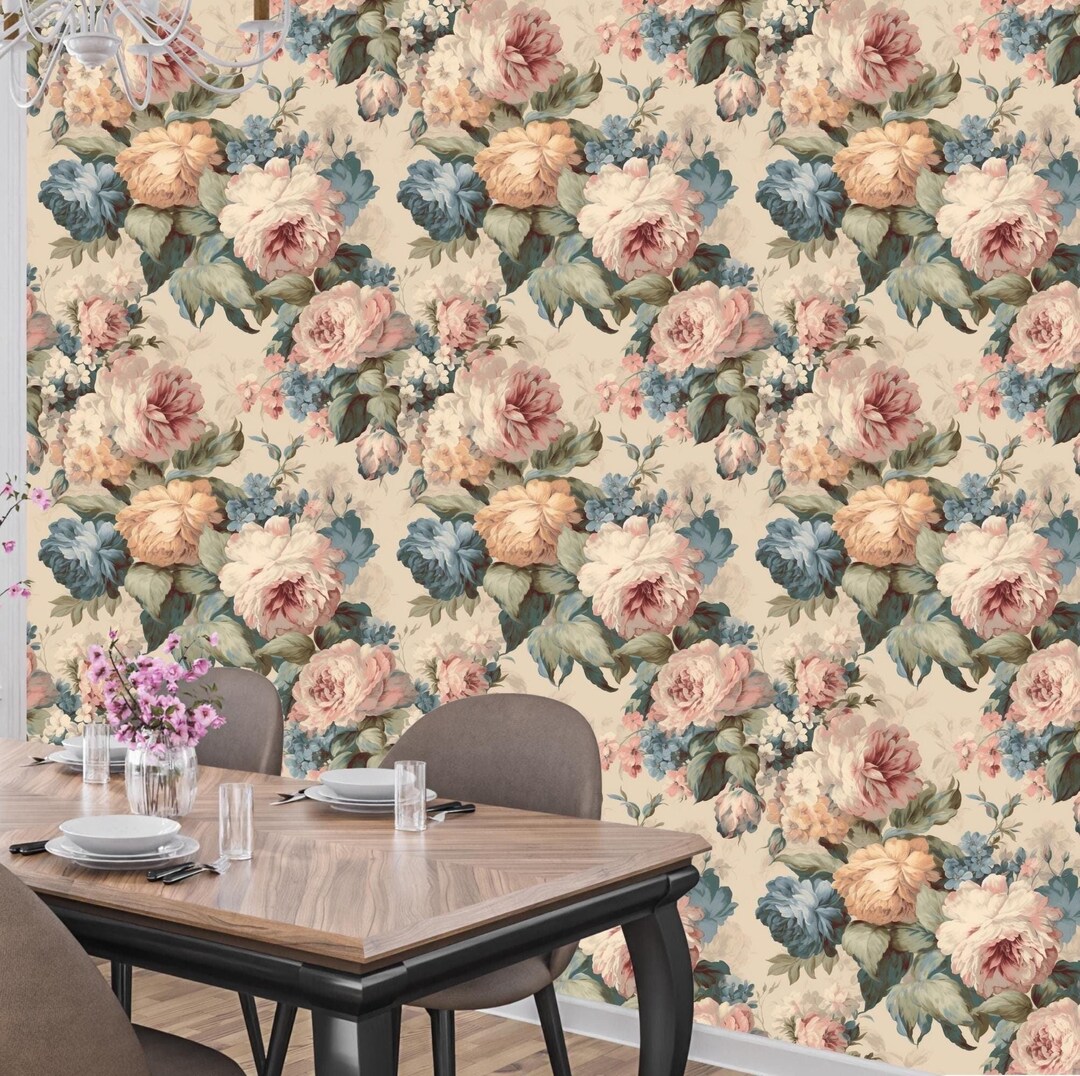 Vintage Victorian Floral Wallpaper – Elegant Peel and Stick Wall Décor ...