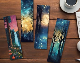 Fantasy Forest Bookmarks: Night Landscape Designs (Digital Download)
