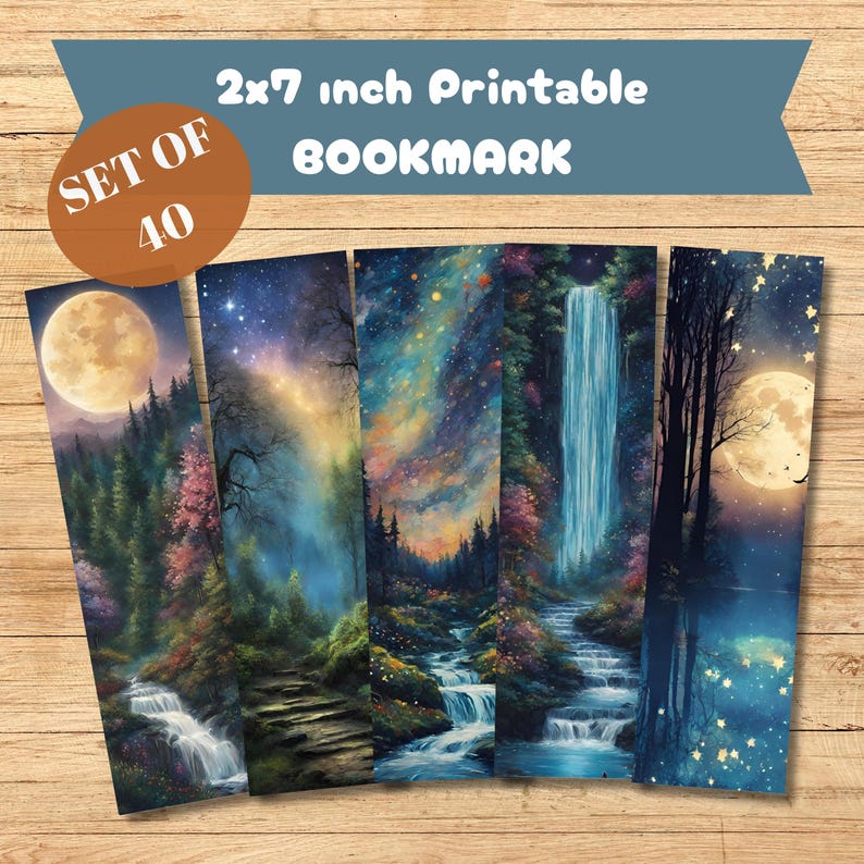 Fantasy Forest Bookmarks: Night Landscape Designs (digital Download) - Etsy