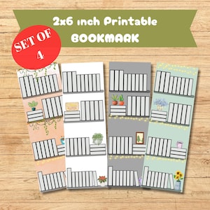 Printable Bookshelf Tracker Bookmarks Bundle, Reading Tracker PDF JPG, Bookclub Gifts
