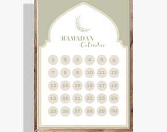 Green Ramadan Calendar Printable, Eid Countdown Tracker (Digital Download)