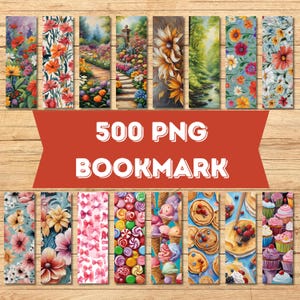 500 Bookmark Sublimation Bundle, Printable Bookmark PNG, 3D Flowers Bookmark, Nature Design