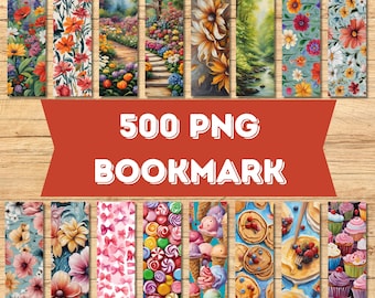 500 Bookmarks Sublimation Bundle, Printable Bookmark PNG, 3D Flowers Bookmark, Nature Design