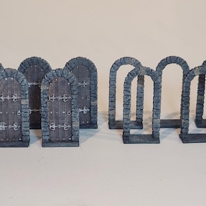 3D Printed and Painted HeroQuest Style Doors for D&D, Pathfinder, Shadowdark, Frostgrave, HeroQuest, etc.