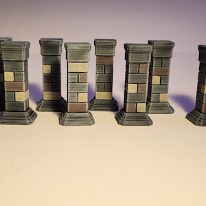 3D Printed TTRPG Pillar Set: DnD Terrain - Square, Spiral & Cavern