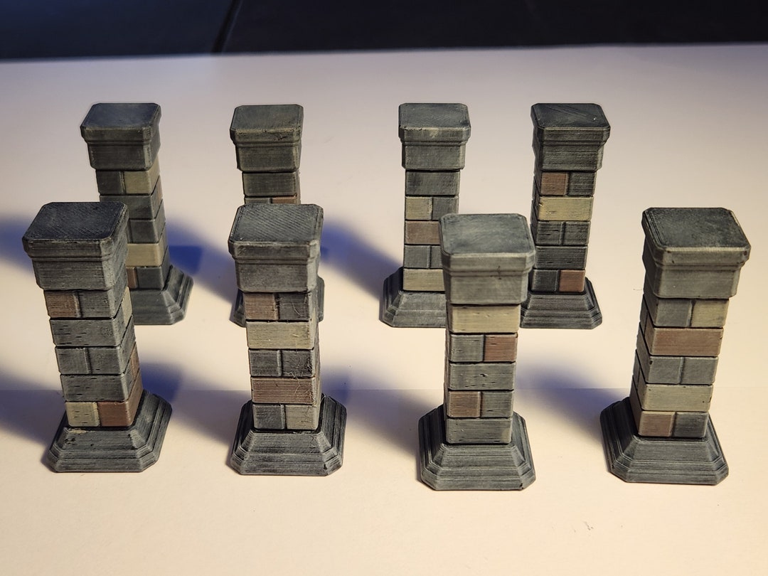 Eight 8 3D Printed and Painted Pillars for D&D, Pathfinder, Etc Etsy