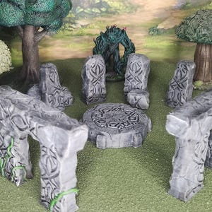 3D Printed Druid Circle Terrain: Fantasy Tabletop Scatter, DnD Miniature