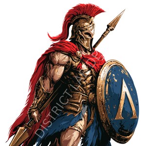 Logo del guerriero spartano / Scudo Lambda SVG PNG JPG (Download digitale)