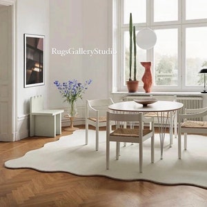 Wavelength Scandinavian Hand-Tufted 100% Wool Handmade Area Rug Carpet for Home, Bedroom, Living Room, Kids Room