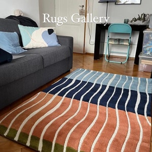 Modern Hand Tufted Rug Made With 100 % Wool for Bedroom, Living Room, Kitchen, Hallway.