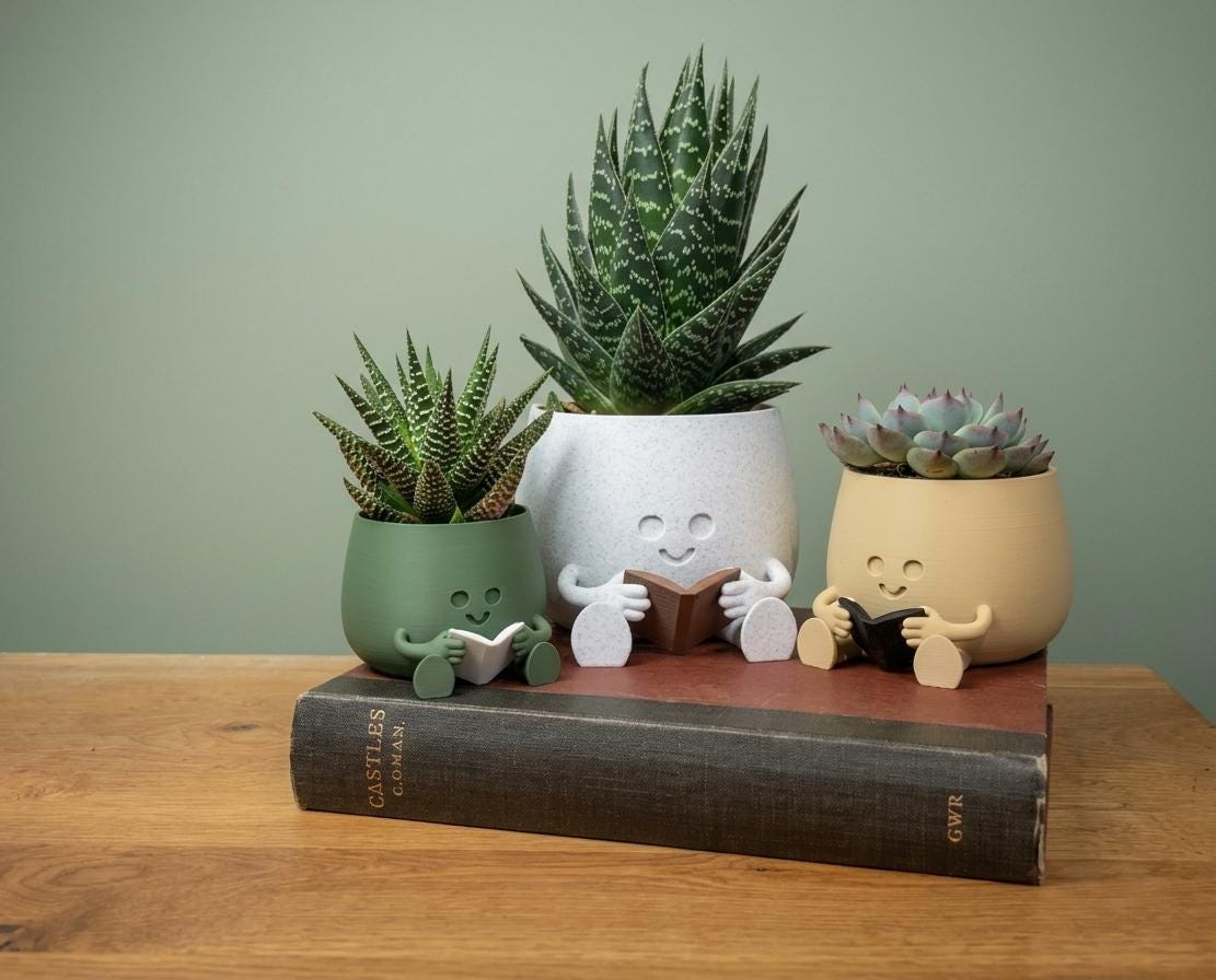 Cozy Bookworm Planter – Novelty Reading Plant Pot – Unique Gift for ...