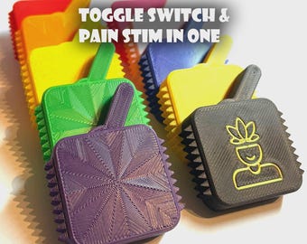 Toggle Switch Fidget pain stim combo with acupressure spiky pad - for children or adults