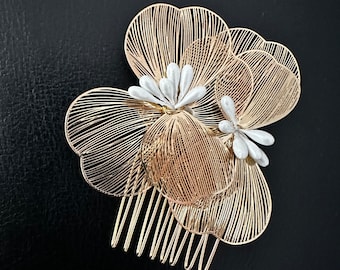 Gold Wedding Hair Comb, Bridal Pearl Hair Comb Slide Gift for Her Bridal side comb