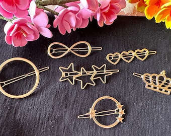 Gold Hair Clip Set: Metal Barrette, Minimalist Hair Accessories