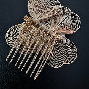 Gold Wedding Hair Comb, Bridal Pearl Hair Comb Slide Gift for Her Bridal side comb zdjęcie 5