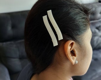 Gewellte Perlen-Haarspange: Brauthaarschmuck