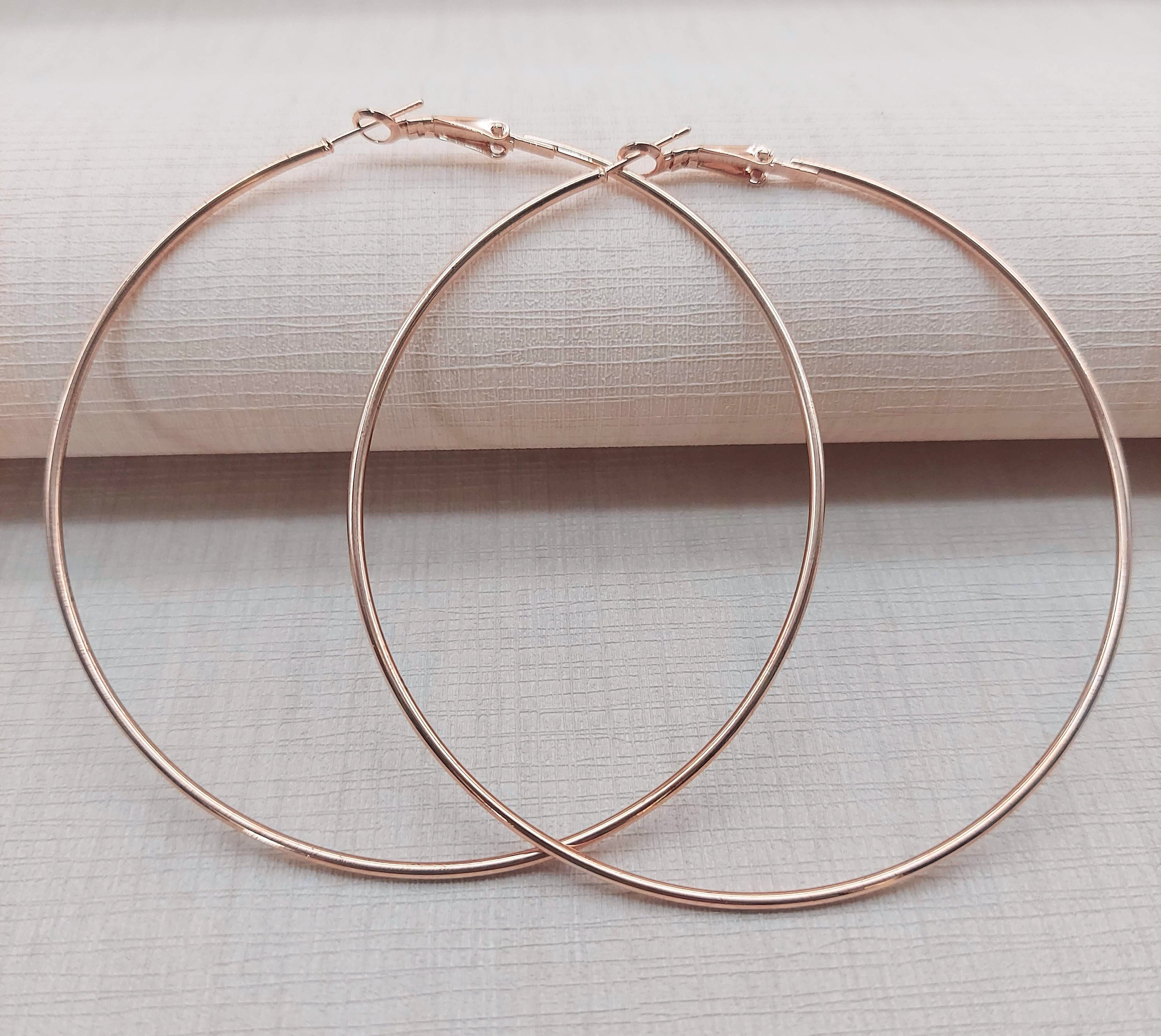 Large Rose Gold Hoop Earring, Minimalist Jewellery Eco Friendly