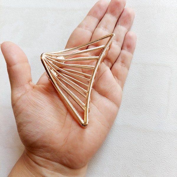 Gold Hair Claw Clips,  Hair Accessories, Wedding Hair Clip, Metallic Hair Grip, Gift for Her, Triangle Hair Claw, Geometric Hair Claw