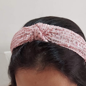 Pink Sequin Twist Knot Headband: Wide Band Hair Accessory