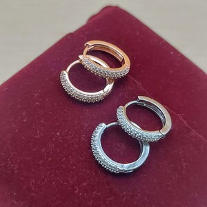 Crystal Huggie Hoop Earrings: Stainless Steel Minimalist Jewelry